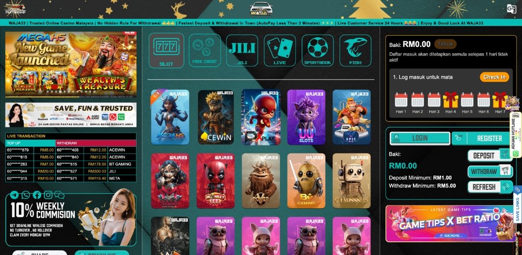 Waja33 Casino with Free Credit Slots