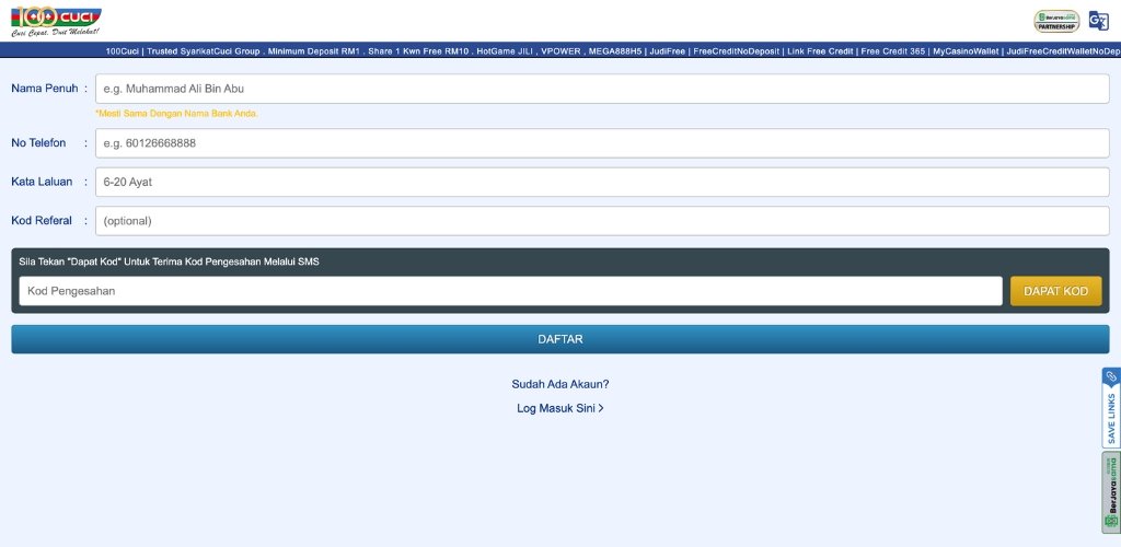Step by Step Register at 100Cuci