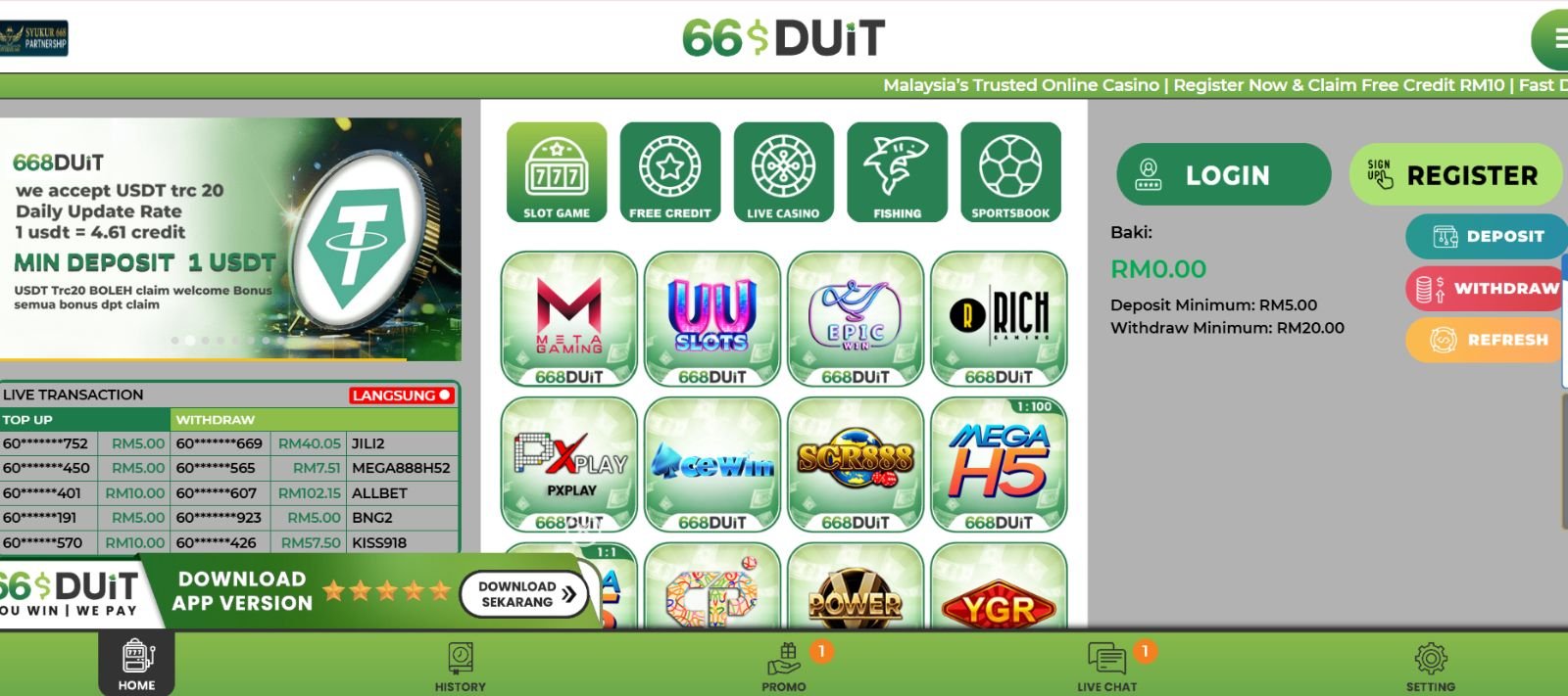 668Duit Casino with Slot Games