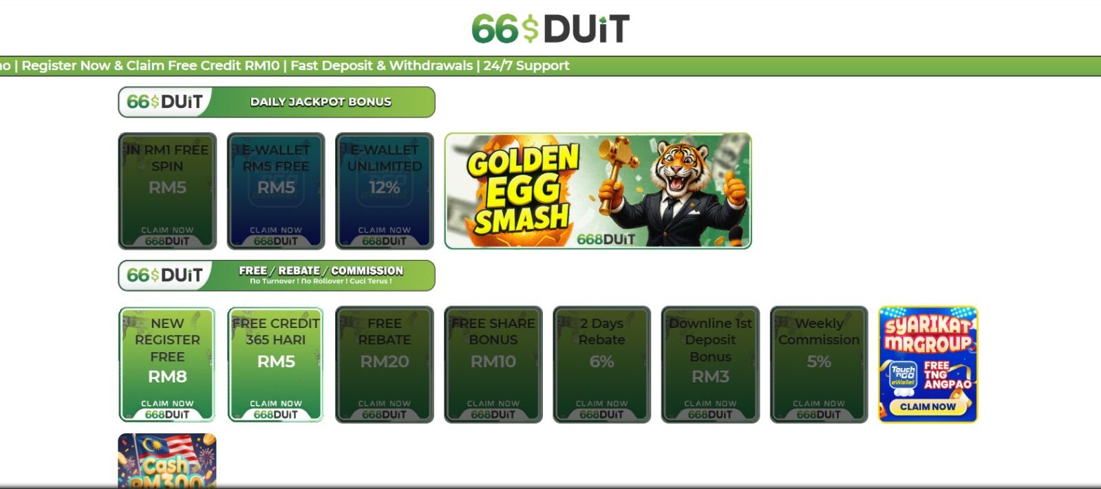 668Duit Free Credit No Deposit Bonuses