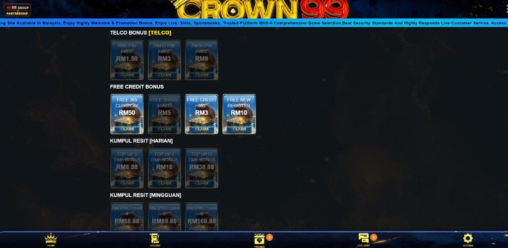 Crown99 Free Credit No Deposit Offers